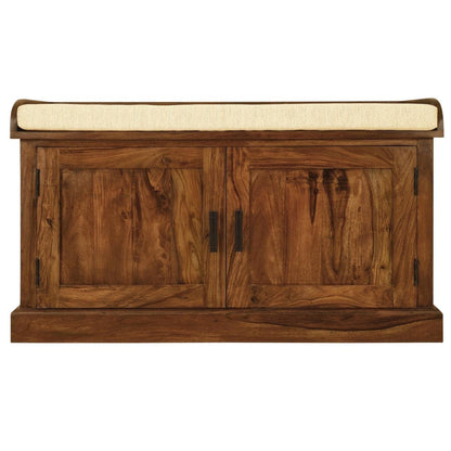 vayaka solid wood shoe rack with bench in natural finish