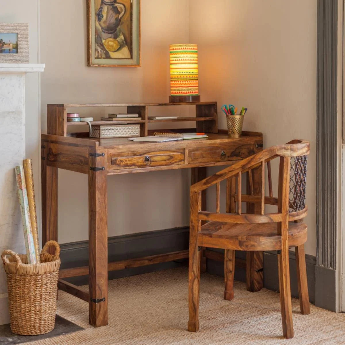 jali solid wood study/writing table