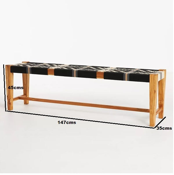 Peter Woven And Solid Wood Bench Natural finish